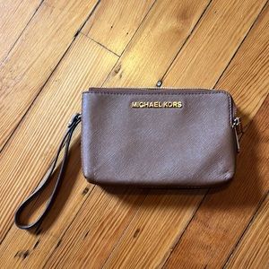 Michael lord wristlet camel colored leather